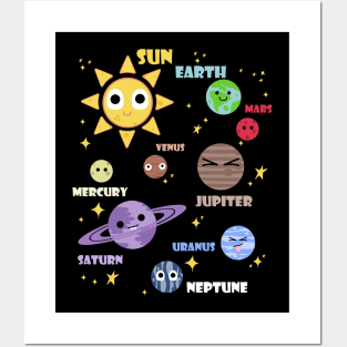 womens solar system shirt, planets, sun and planets, star and planet, outer space, all planets, solar system, planetary system, heliocentric Posters and Art